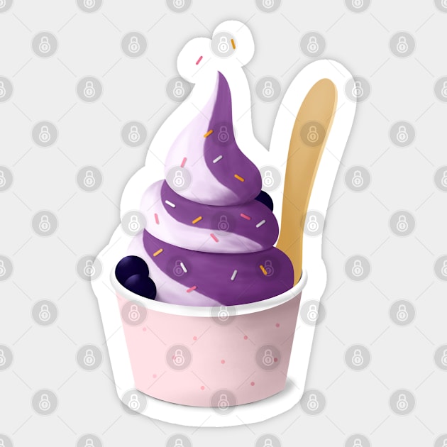 Blueberry Ice Cream Illustration Sticker by dheadesign